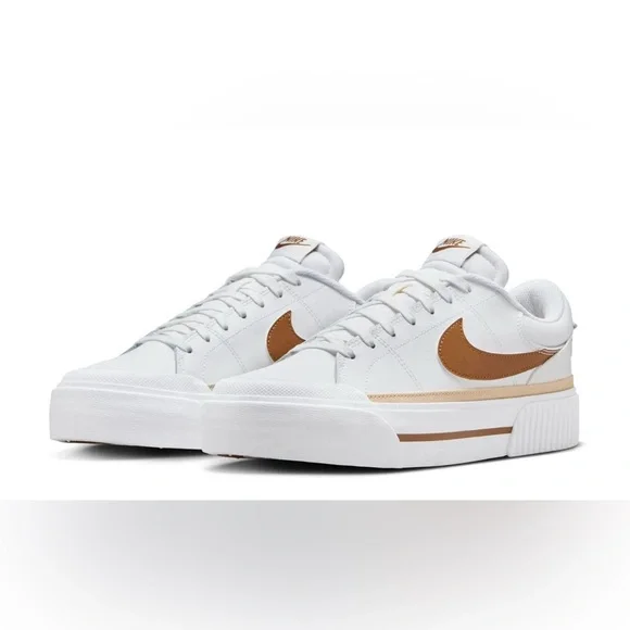 Nike Court Legacy Lift White/Tan size 8 - Picture 2 of 6